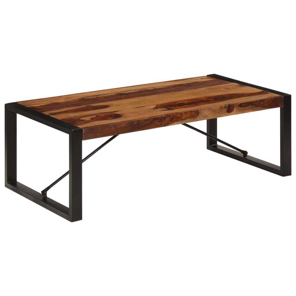 Brown Rectangular Sheesham Wood Coffee Table with Steel Legs E209204