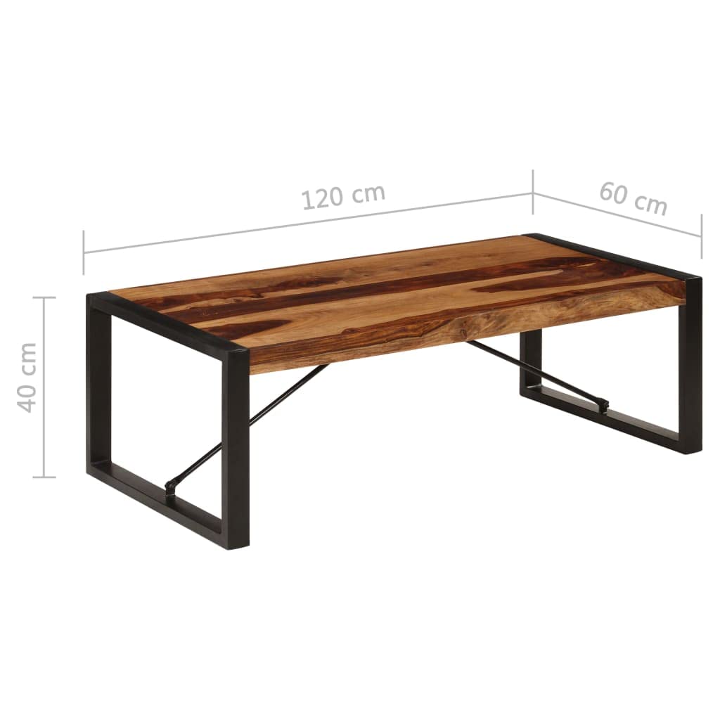 Brown Rectangular Sheesham Wood Coffee Table with Steel Legs E209204