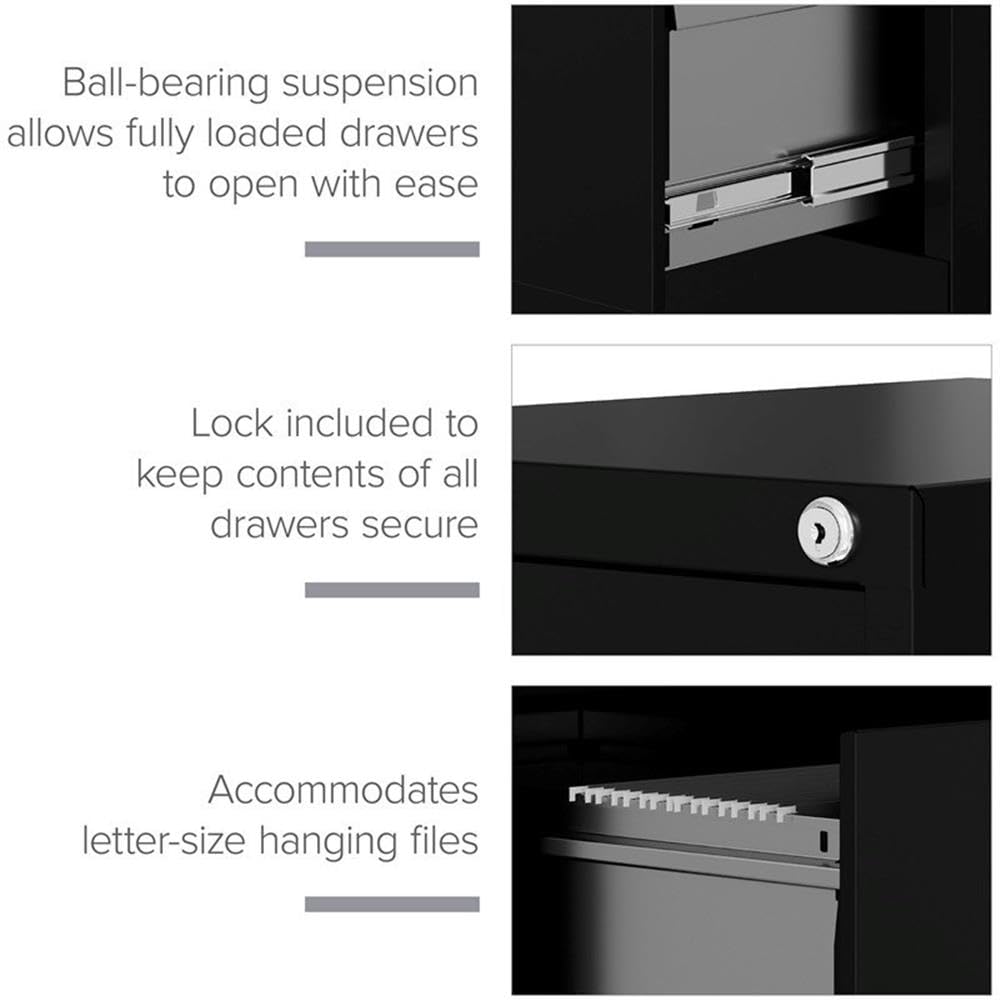 4 Drawers Black Metal Filing Cabinet W258181
