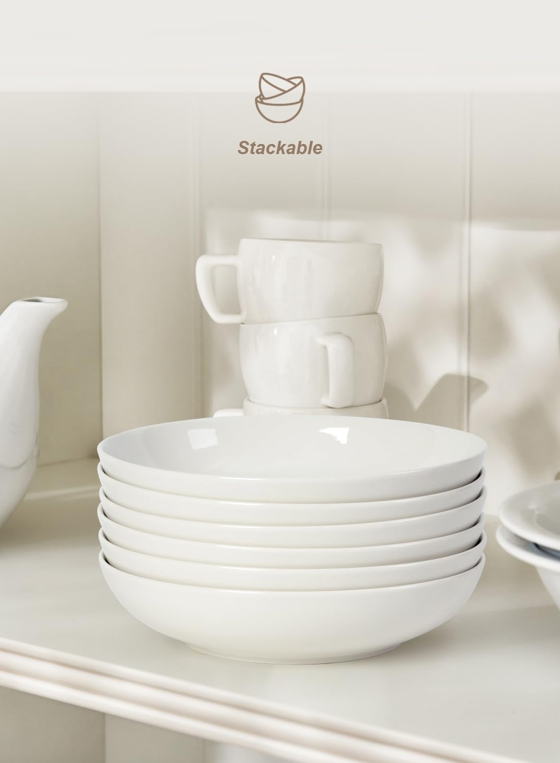 30oz Set of 4 White Porcelain Pasta Bowls I5799