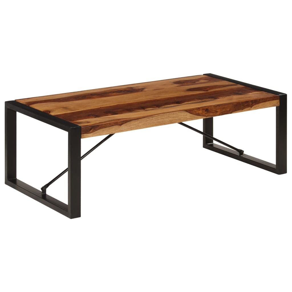 Brown Rectangular Sheesham Wood Coffee Table with Steel Legs E209204