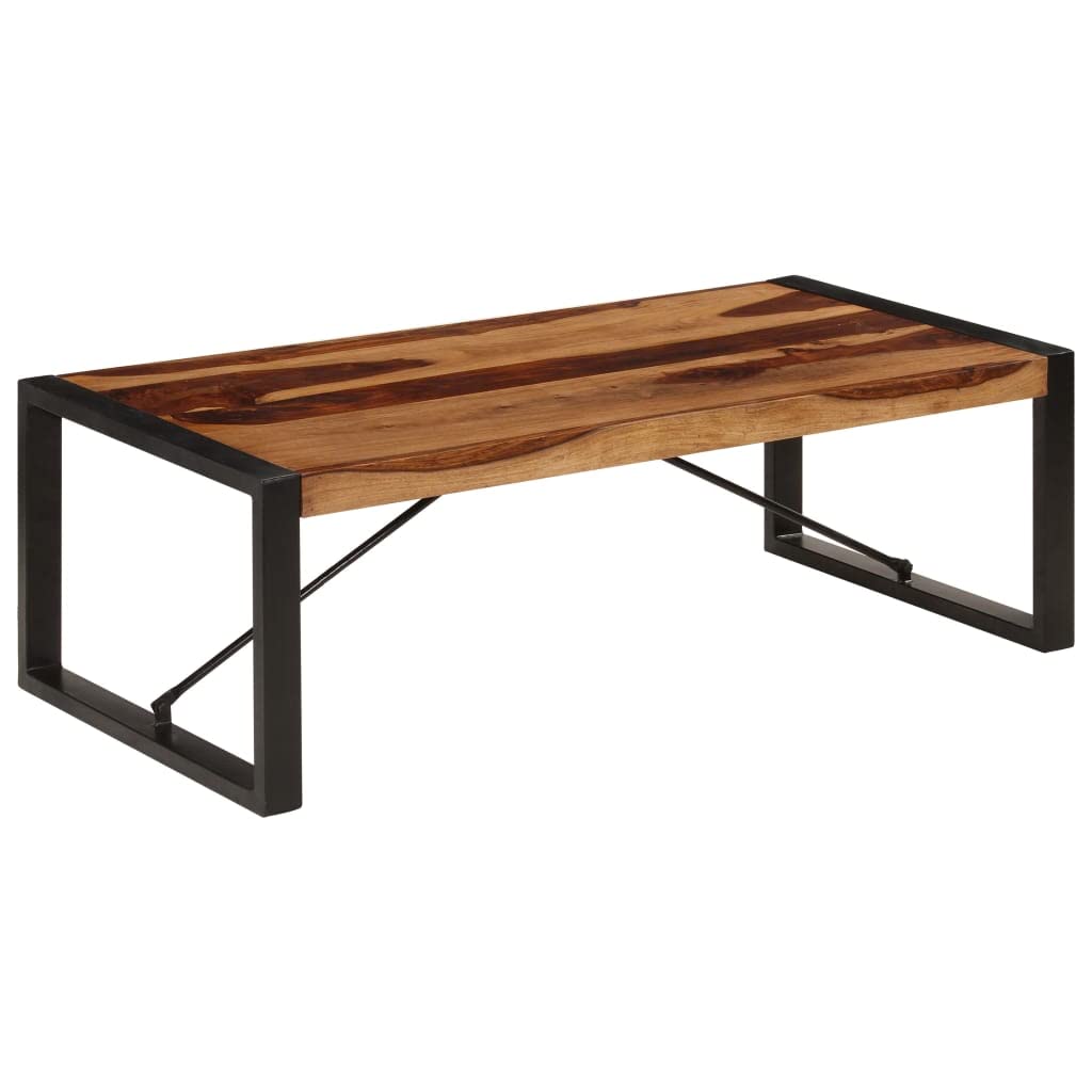 Brown Rectangular Sheesham Wood Coffee Table with Steel Legs E209204