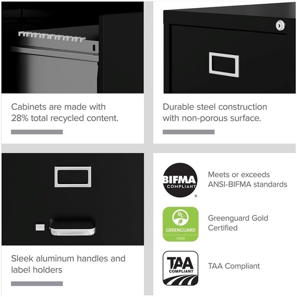 4 Drawers Black Metal Filing Cabinet W258181