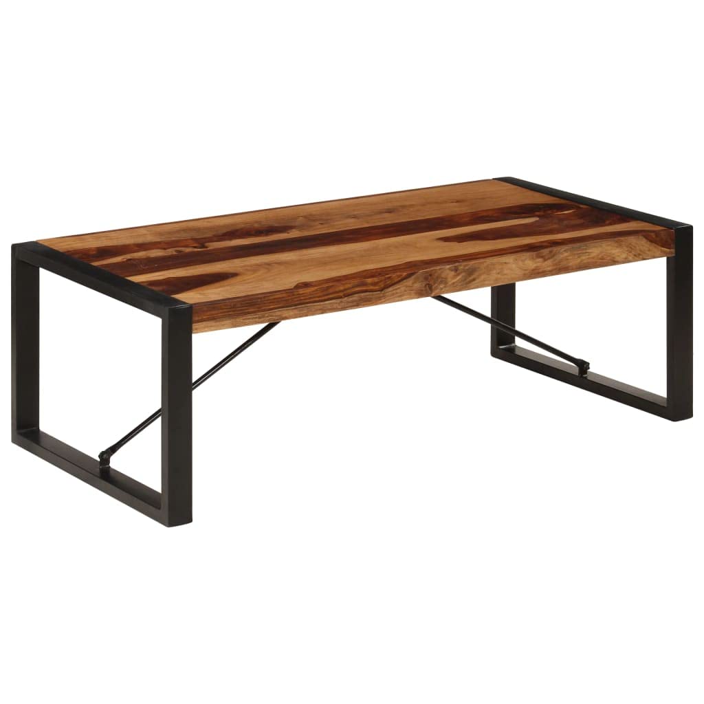 Brown Rectangular Sheesham Wood Coffee Table with Steel Legs E209204