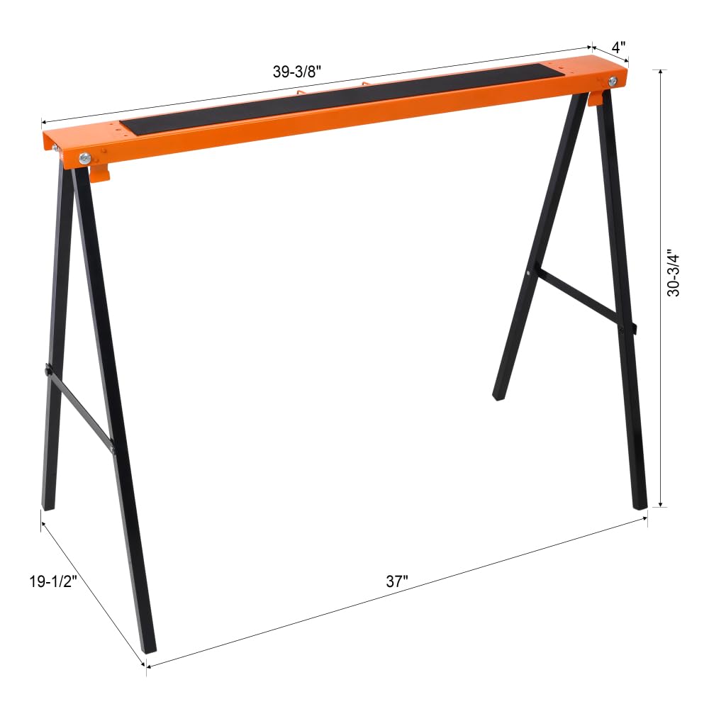 Folding Sawhorse 2 Pack Heavy Duty 550 lbs Capacity Portable Collapsible Metal Frame Non-Slip A164238