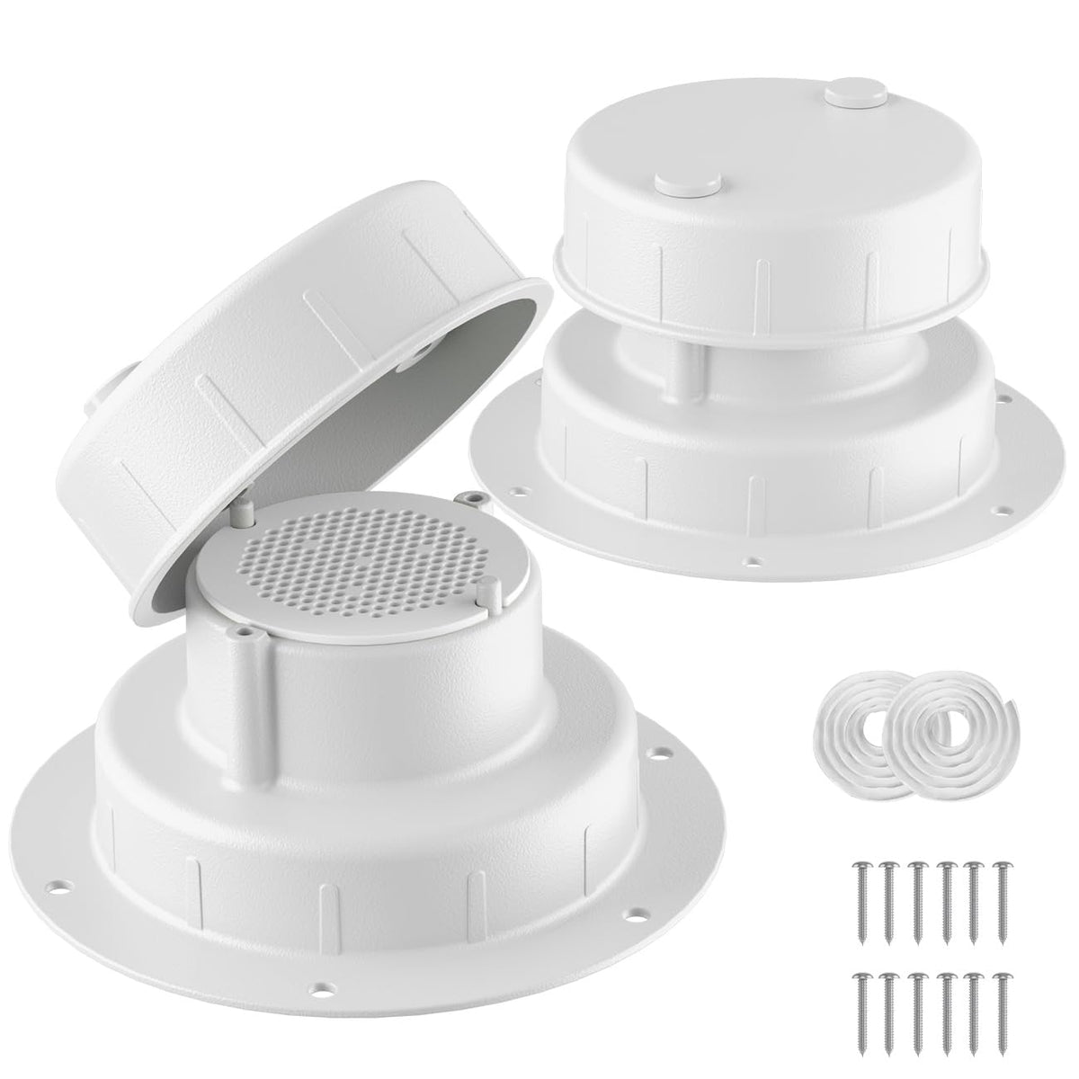 Aluminum RV Plumbing Vent Cap, Camper Roof Sewer Cap White 2 Packs F5433
