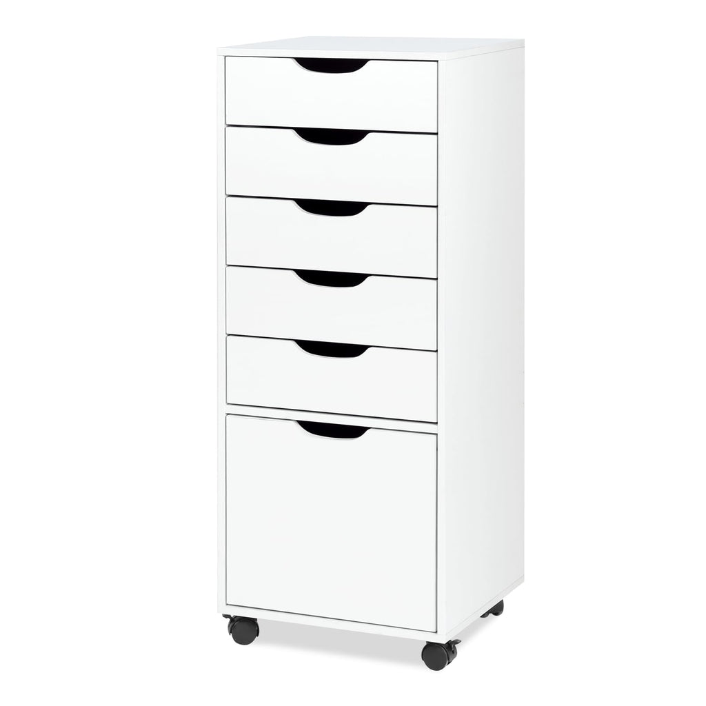 White 5 Drawer Mobile File Cabinet P783483