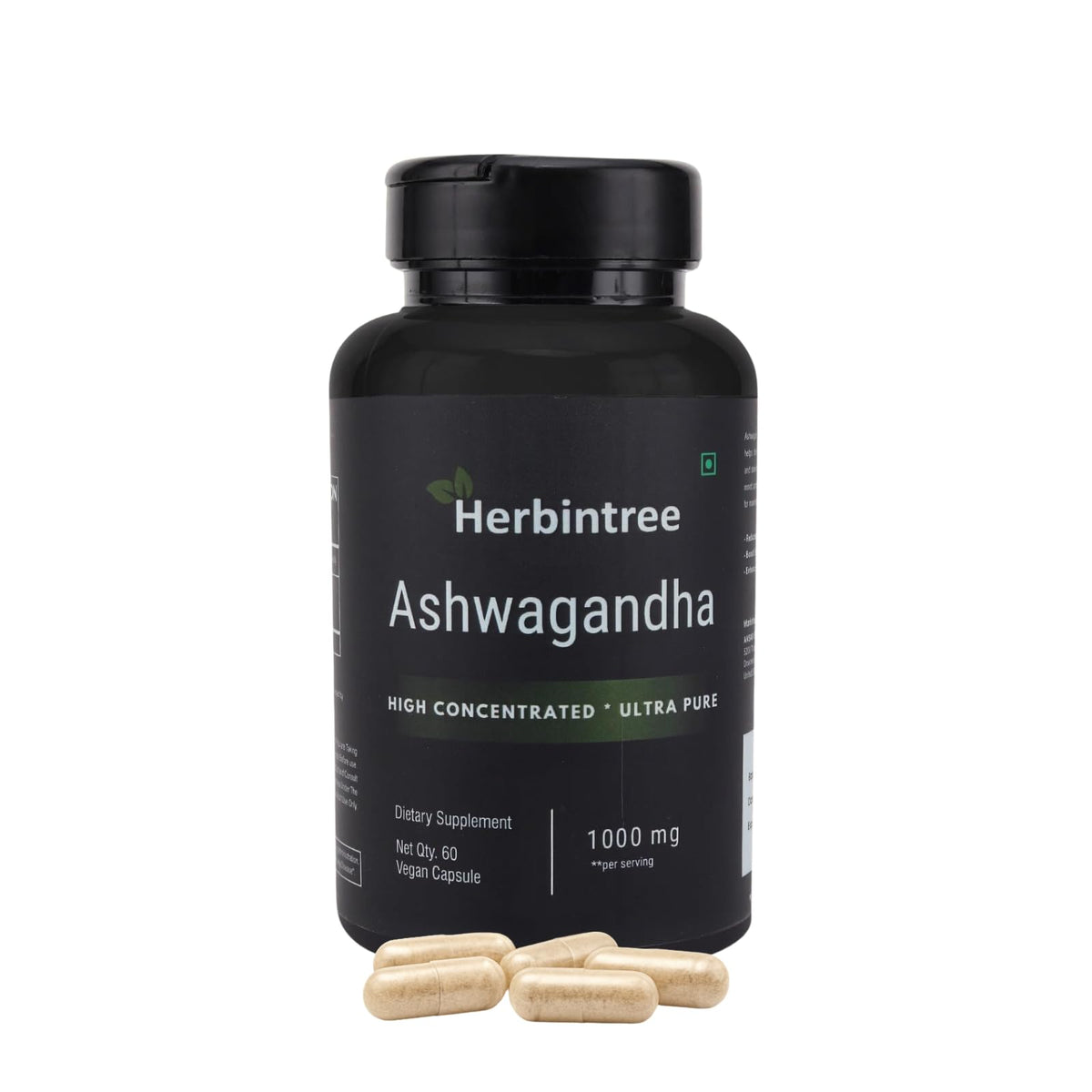 Ashwagandha 1000mg Vegan Non-GMO 60 Veg Capsules T96495