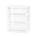 White 3-Drawer Plastic Storage Tower with Clear Bins B531846