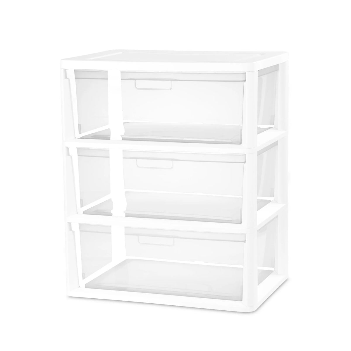 White 3-Drawer Plastic Storage Tower with Clear Bins B531846