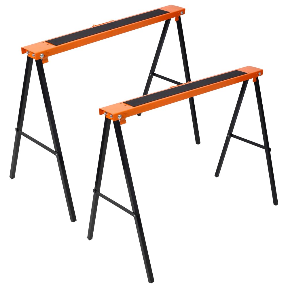 Folding Sawhorse 2 Pack Heavy Duty 550 lbs Capacity Portable Collapsible Metal Frame Non-Slip A164238