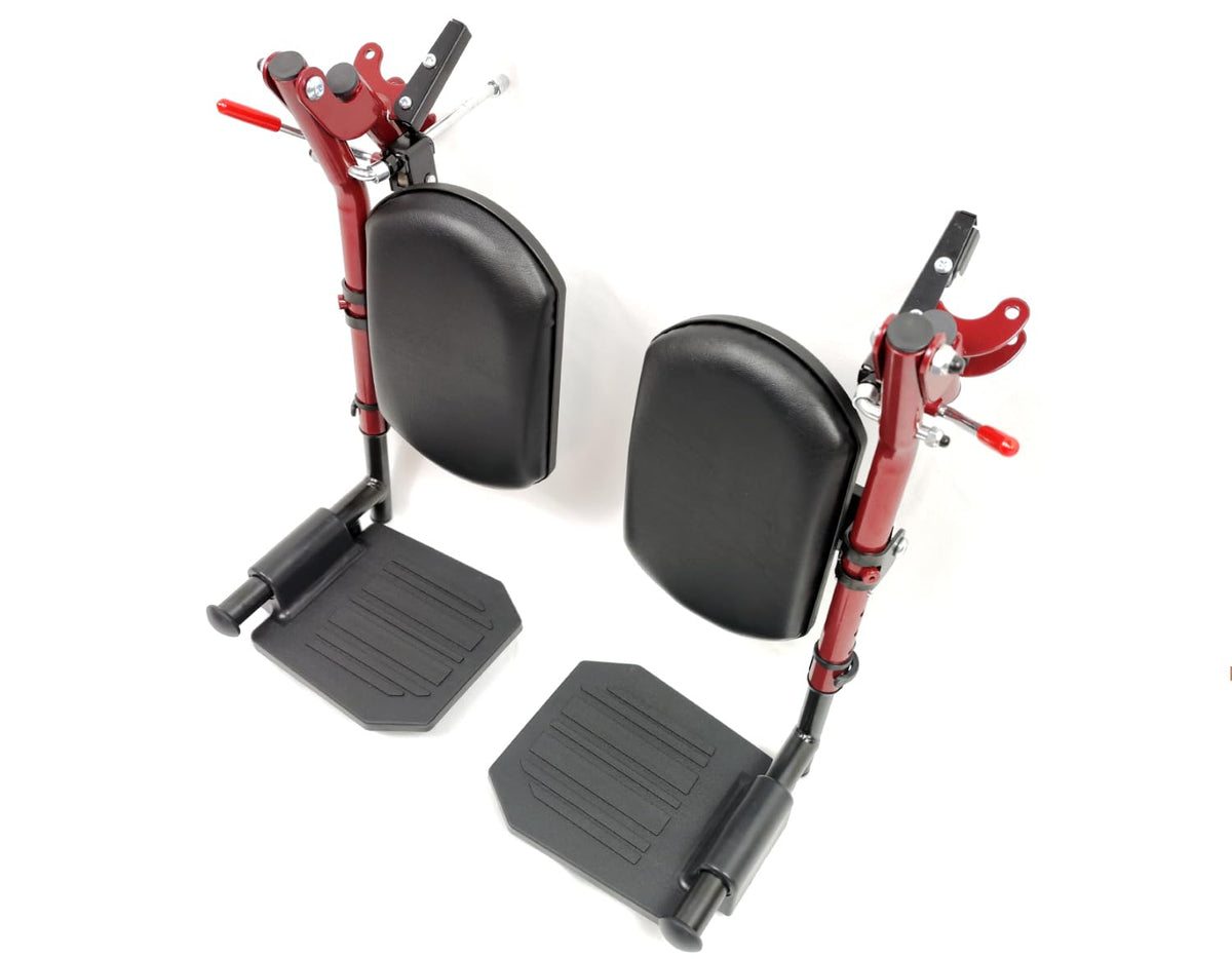 Red Wheelchair Elevating Leg Rests with Calf Pad I7671