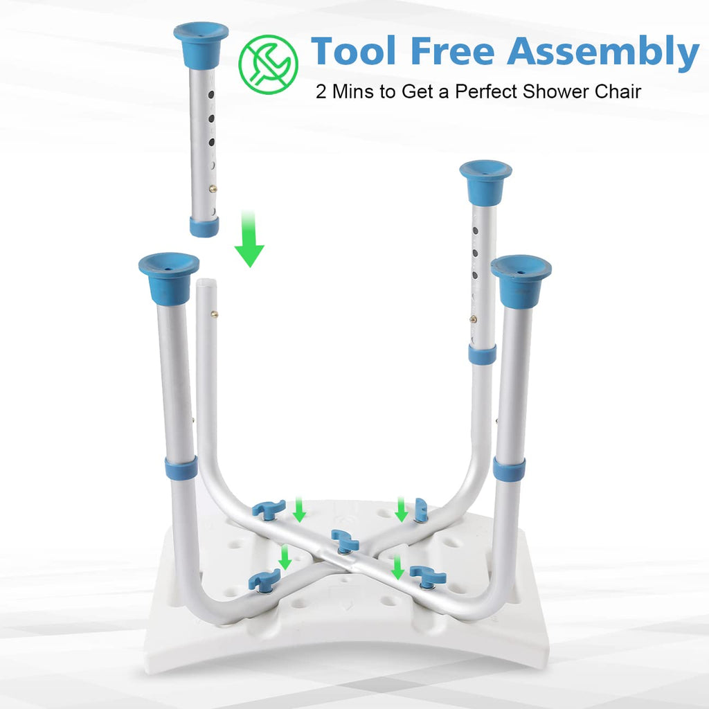 Shower Chair for Inside Shower, Tool-Free Assembly Shower Seat for Bathtub R449