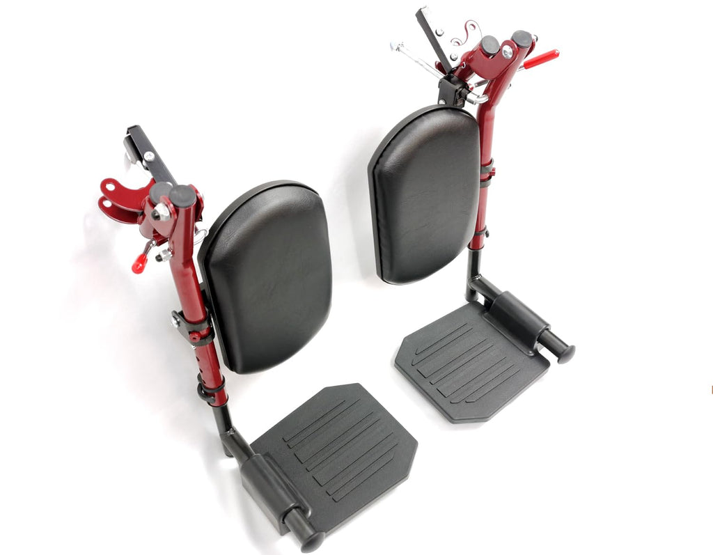 Red Wheelchair Elevating Leg Rests with Calf Pad I7671