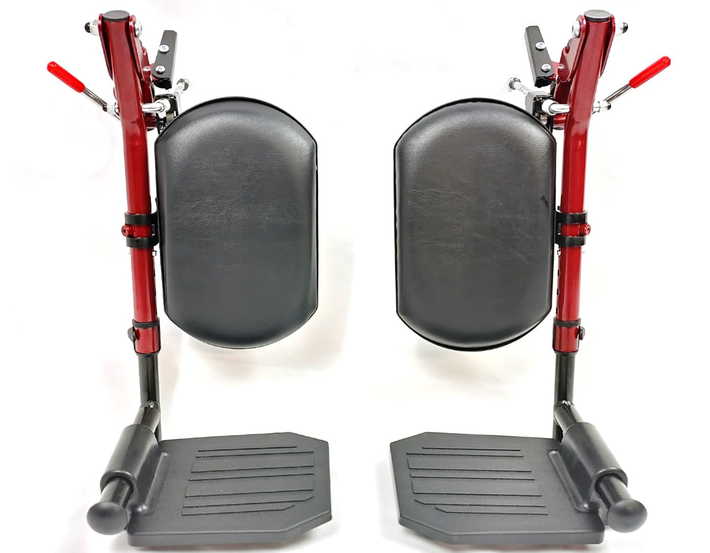Red Wheelchair Elevating Leg Rests with Calf Pad I7671