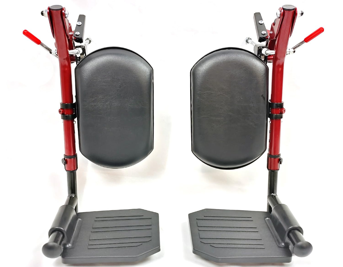 Red Wheelchair Elevating Leg Rests with Calf Pad I7671