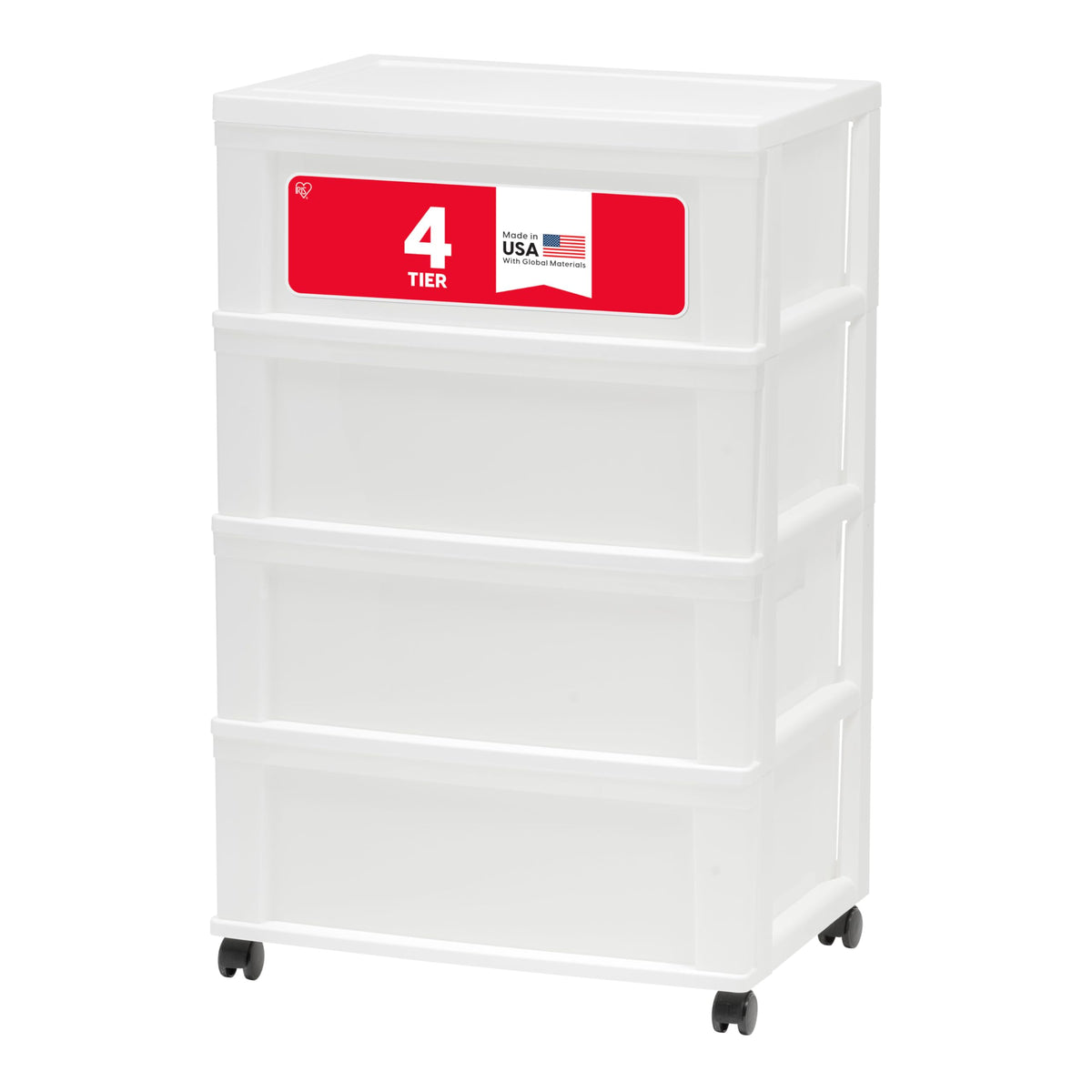 4 Drawer White Storage Cart with Wheels O370