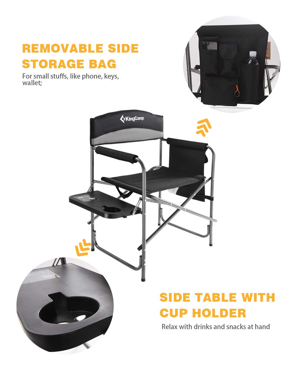 Heavy Duty Padded Folding Camping Chair with Side Table G86571