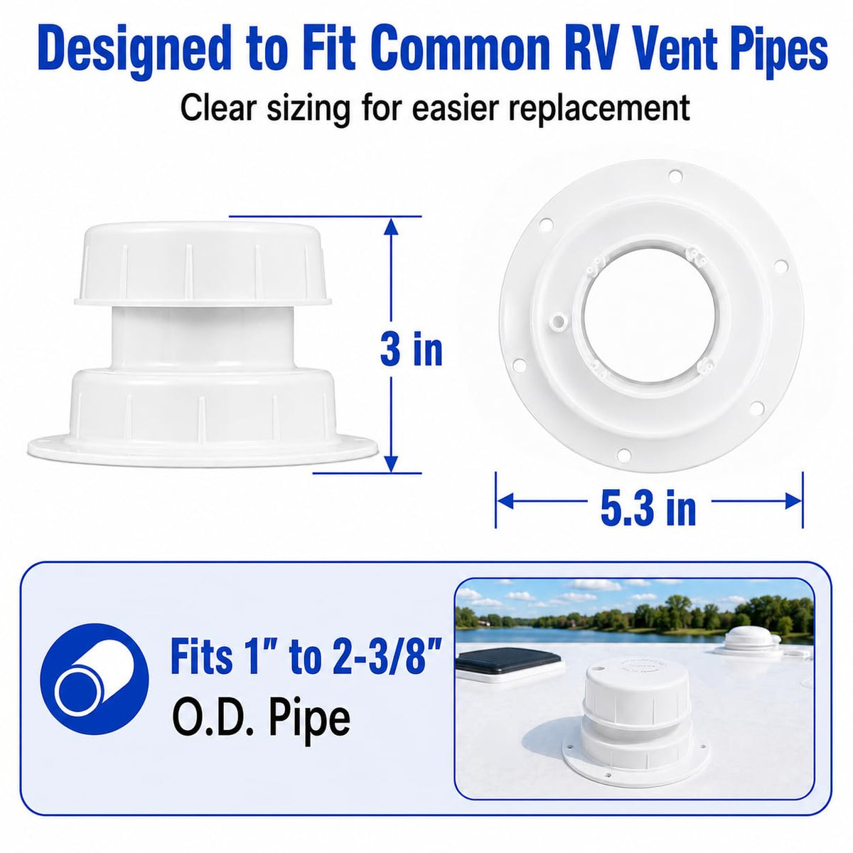 RV Plumbing Vent Caps 1 to 2 3/8" Pipe B26188