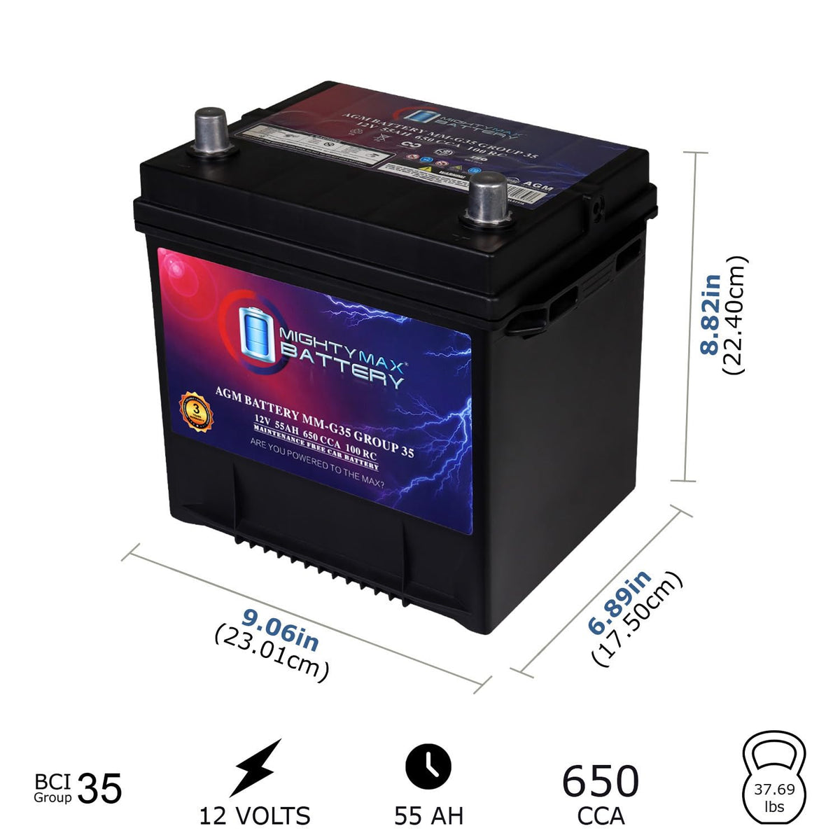 12V 55Ah AGM Replacement Battery F711