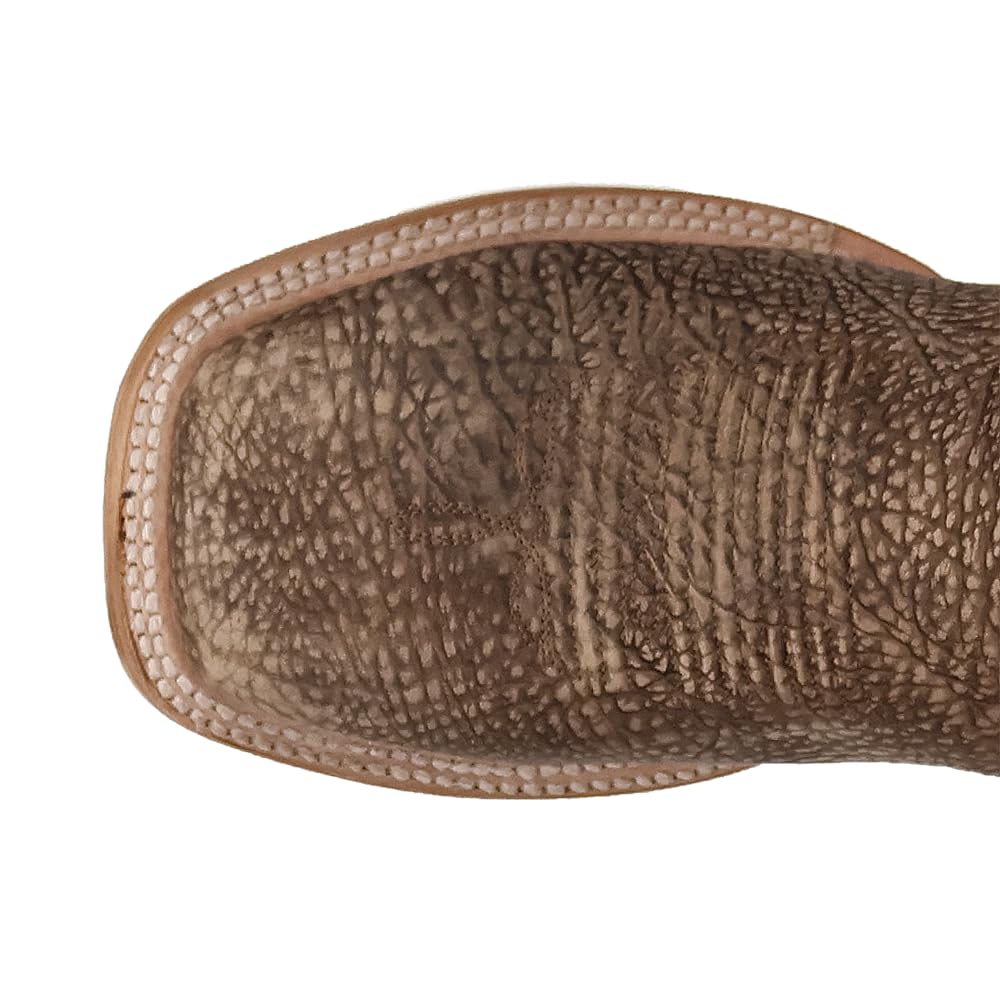 Brown Embroidered Bison Square Toe Pull On Dress Boots O306