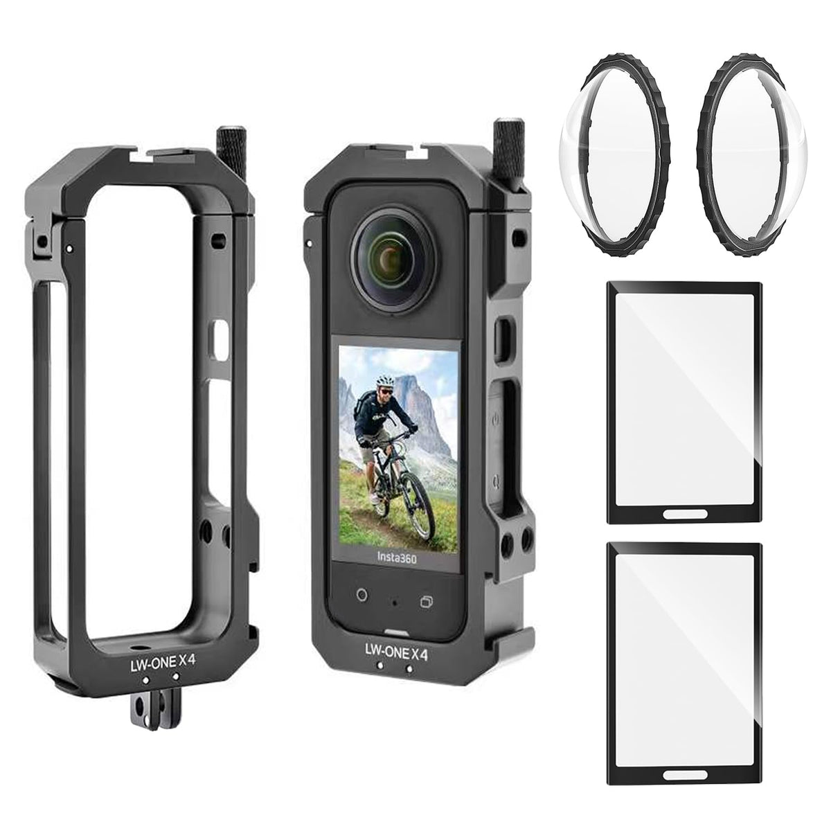 Aluminum Frame Cage Case Bag Glass Lens Guard Set Screen Protector Y2029