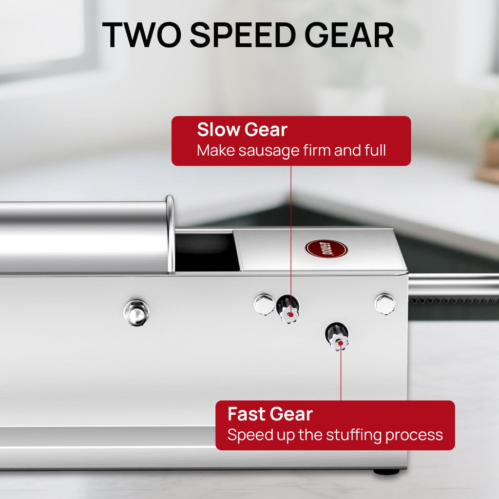 Manual Stainless Steel Sausage Stuffer with 4 Stuffing Tubes I22019