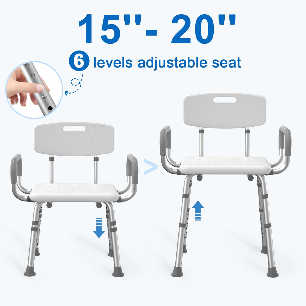 Heavy Duty Height Adjustable Shower Chair with Arms and Back B892