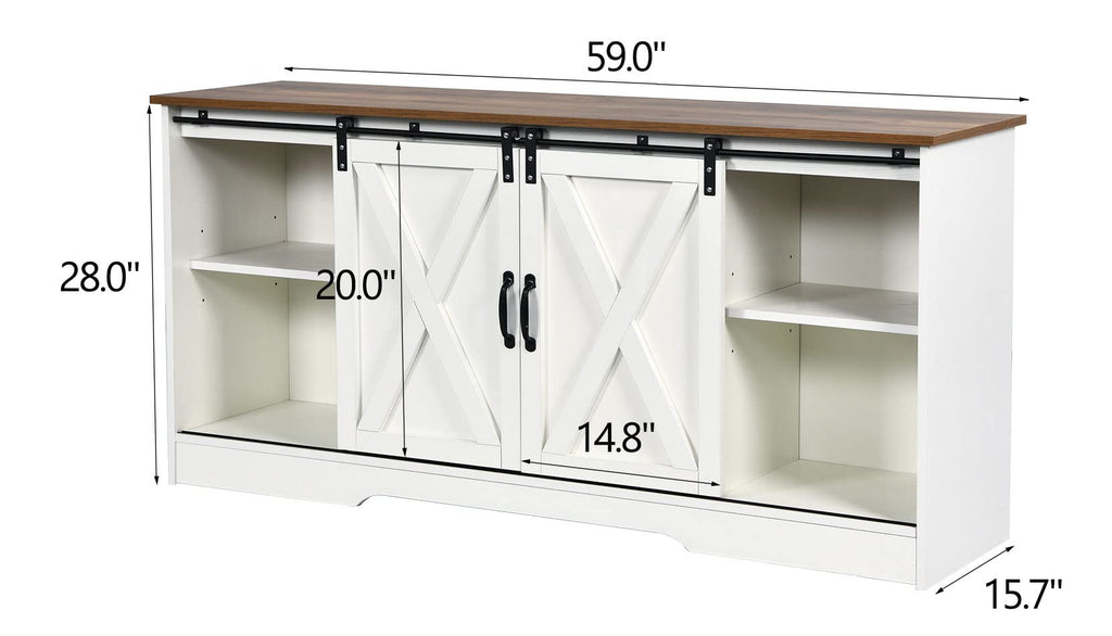 White Farmhouse TV Stand for 65 Inch TV S1480