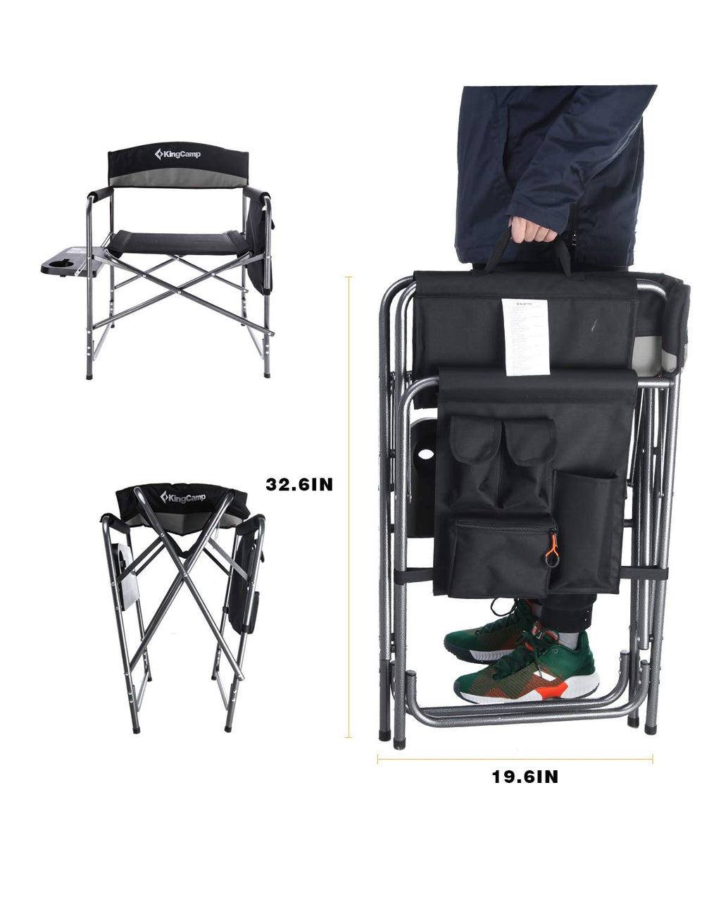 Heavy Duty Padded Folding Camping Chair with Side Table G86571