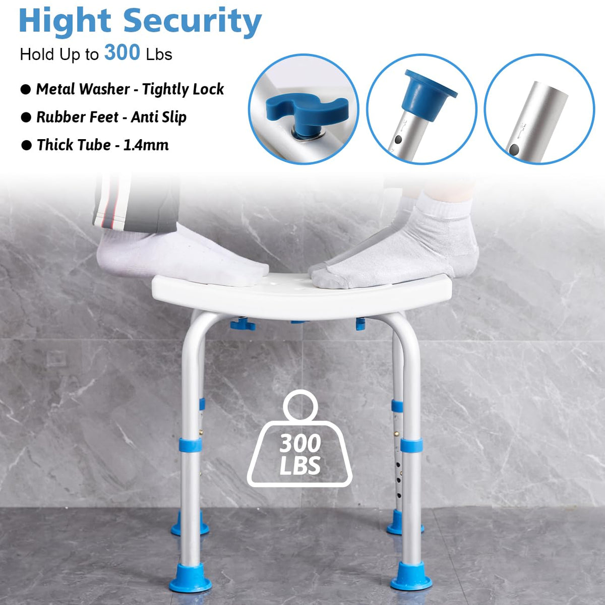 Shower Chair for Inside Shower, Tool-Free Assembly Shower Seat for Bathtub R449