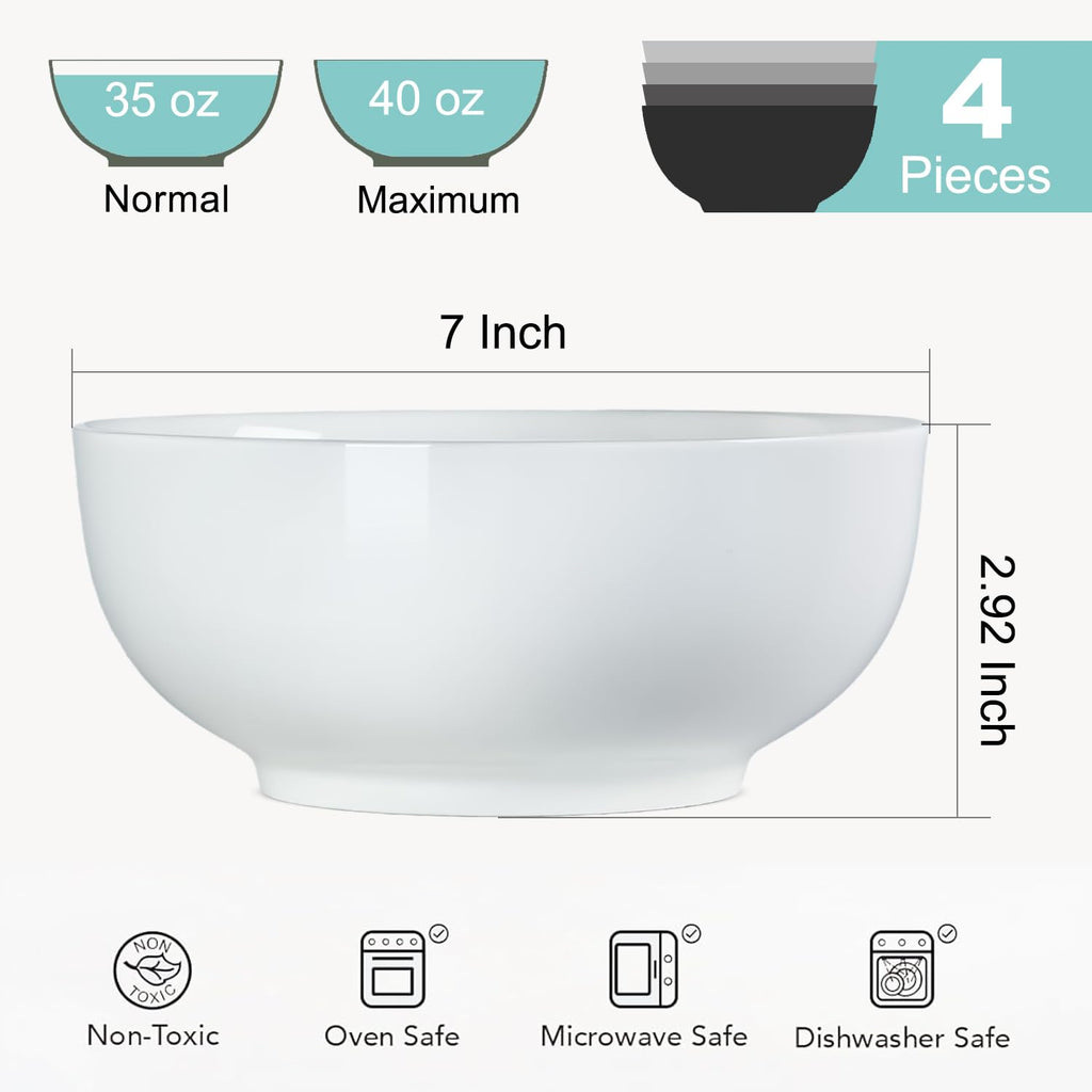 40 oz Off White Ceramic Soup Bowls Set of 4 G85230