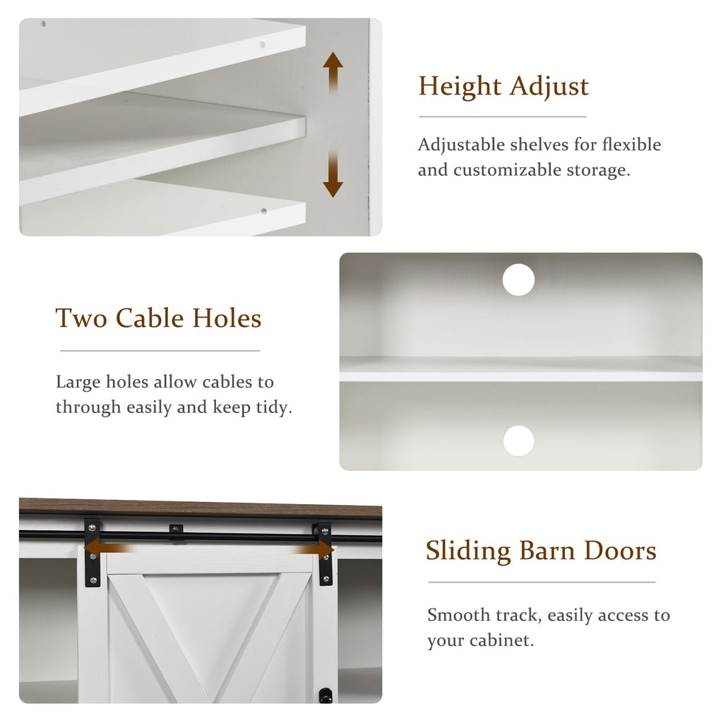 White Farmhouse TV Stand for 65 Inch TV S1480