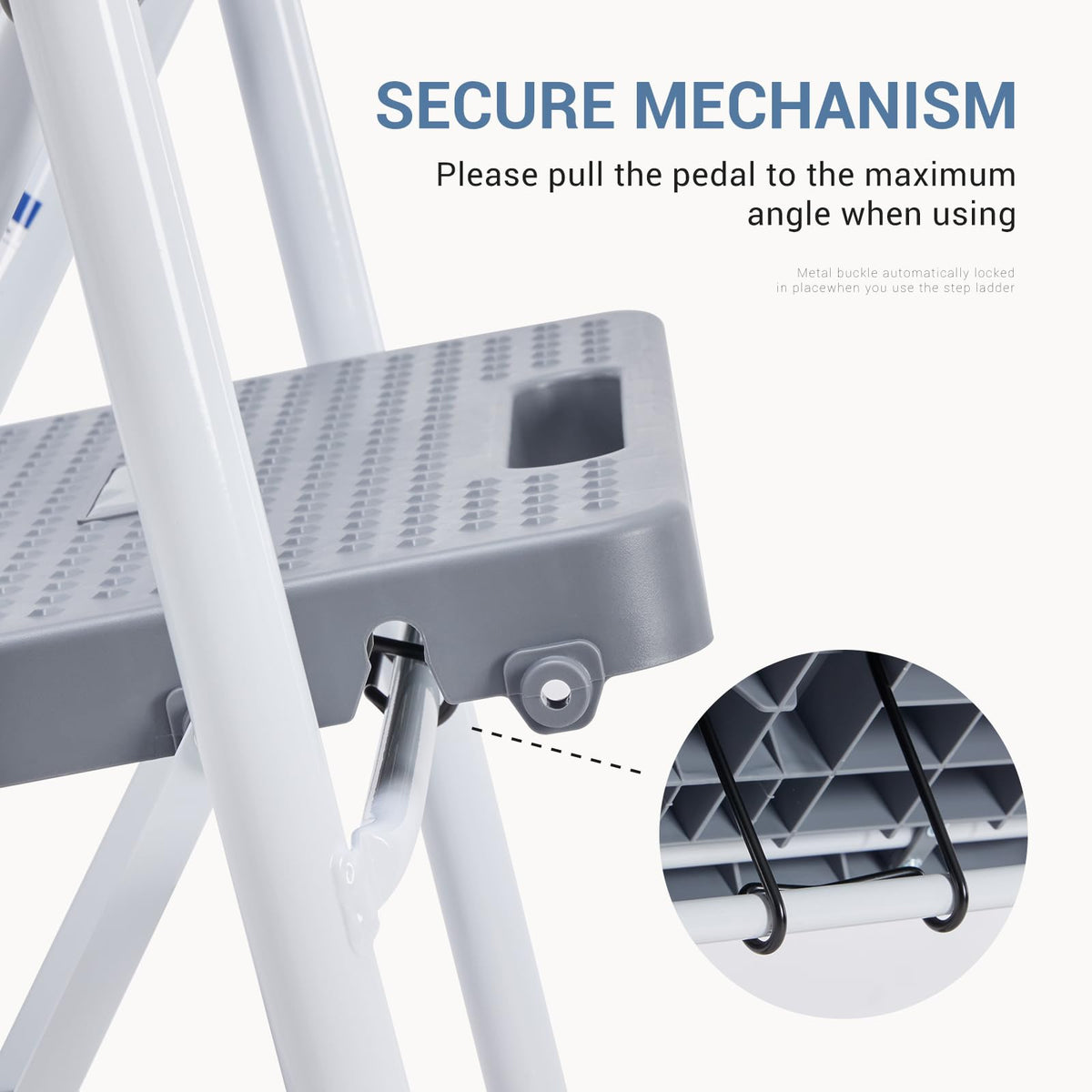 3 Step Ladder with Anti-Slip Pedal and Handrail, 800lbs, Grey I349938