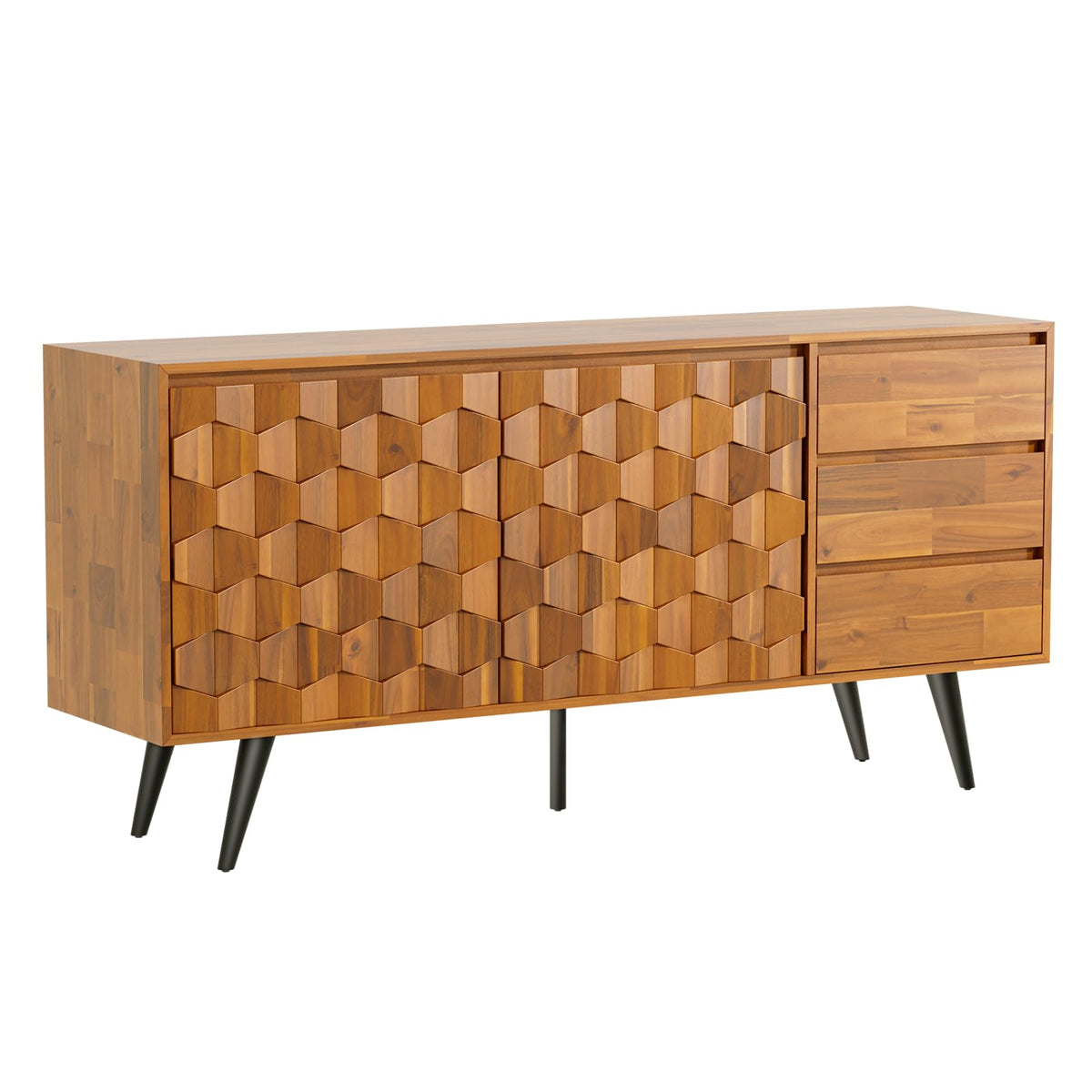 Teak Brown 2 Doors 3 Drawers Sideboard I28638