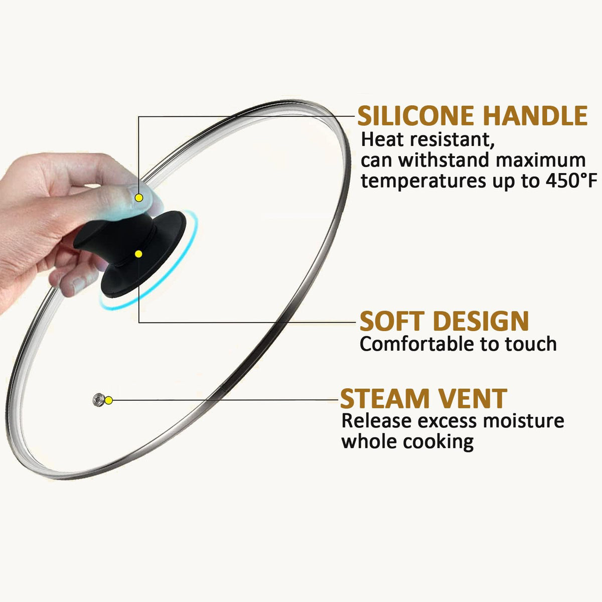 Tempered Glass Lid with Heat Resistant Handle 10.25 In L91436