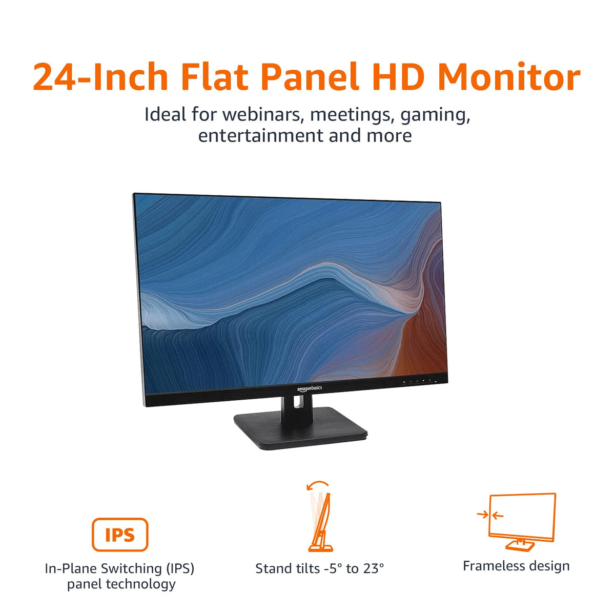 24-inch Full HD IPS Monitor, 75 Hz, 1080P, HDMI, Display Port, VGA, Built-in Speakers, Black F23243