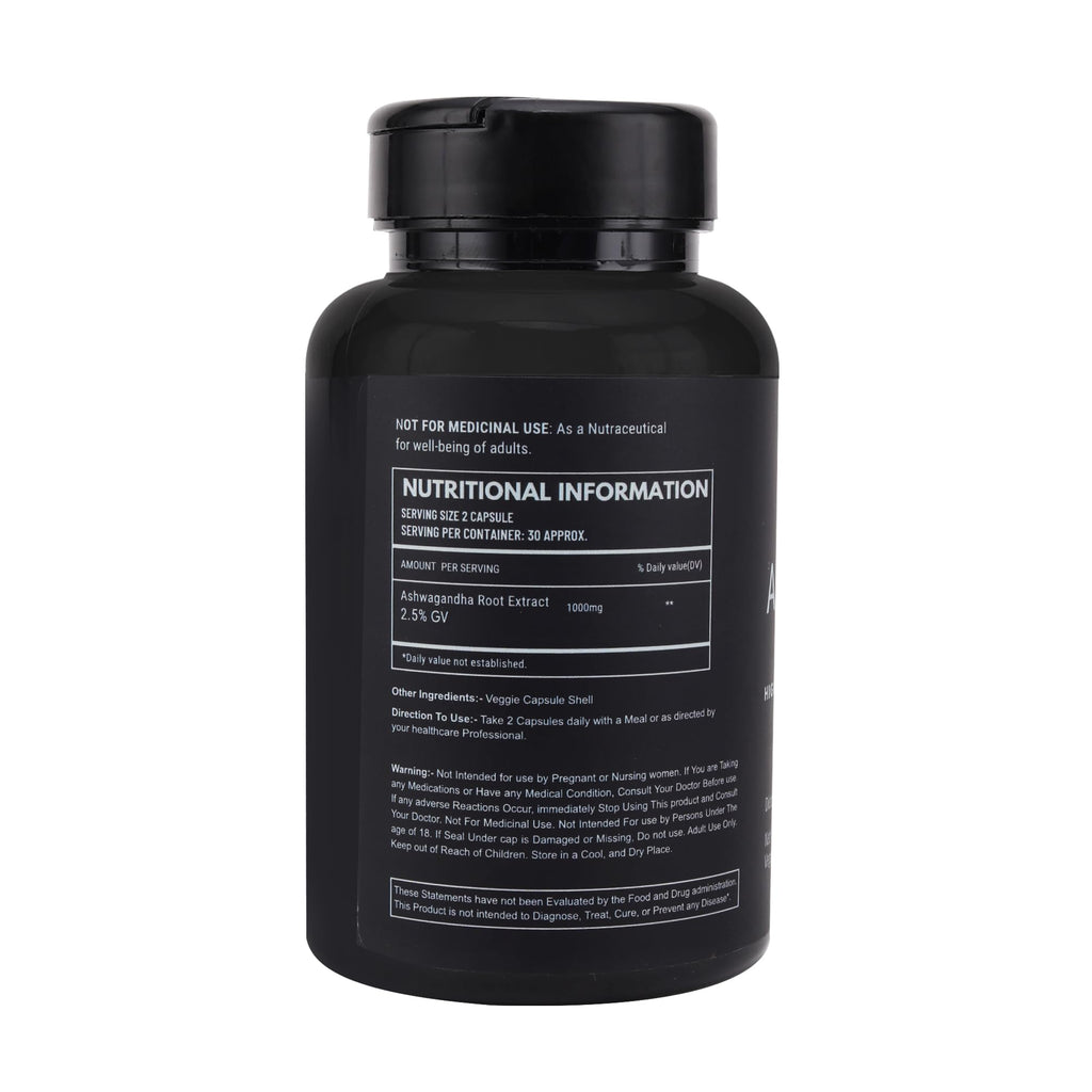 Ashwagandha 1000mg Vegan Non-GMO 60 Veg Capsules T96495
