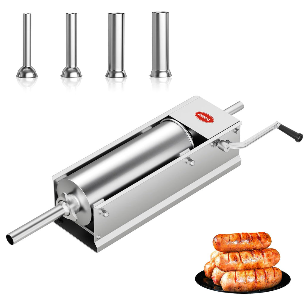 Manual Stainless Steel Sausage Stuffer with 4 Stuffing Tubes I22019