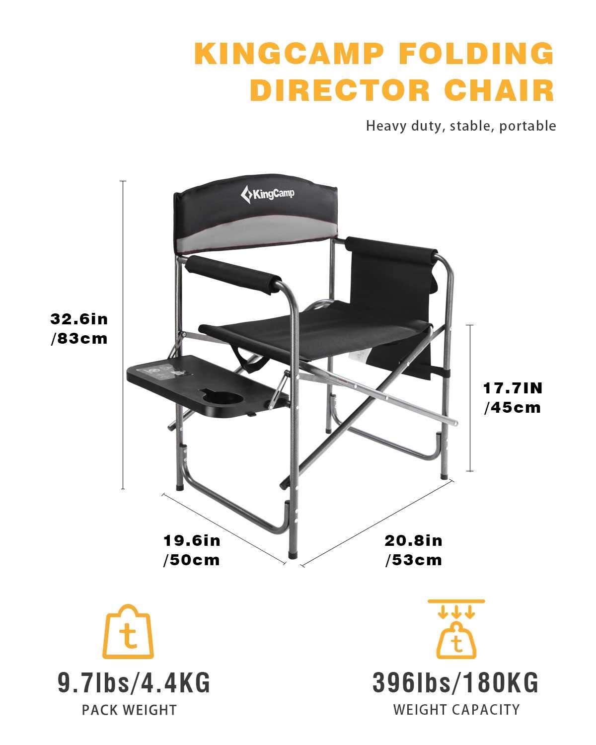 Heavy Duty Padded Folding Camping Chair with Side Table G86571