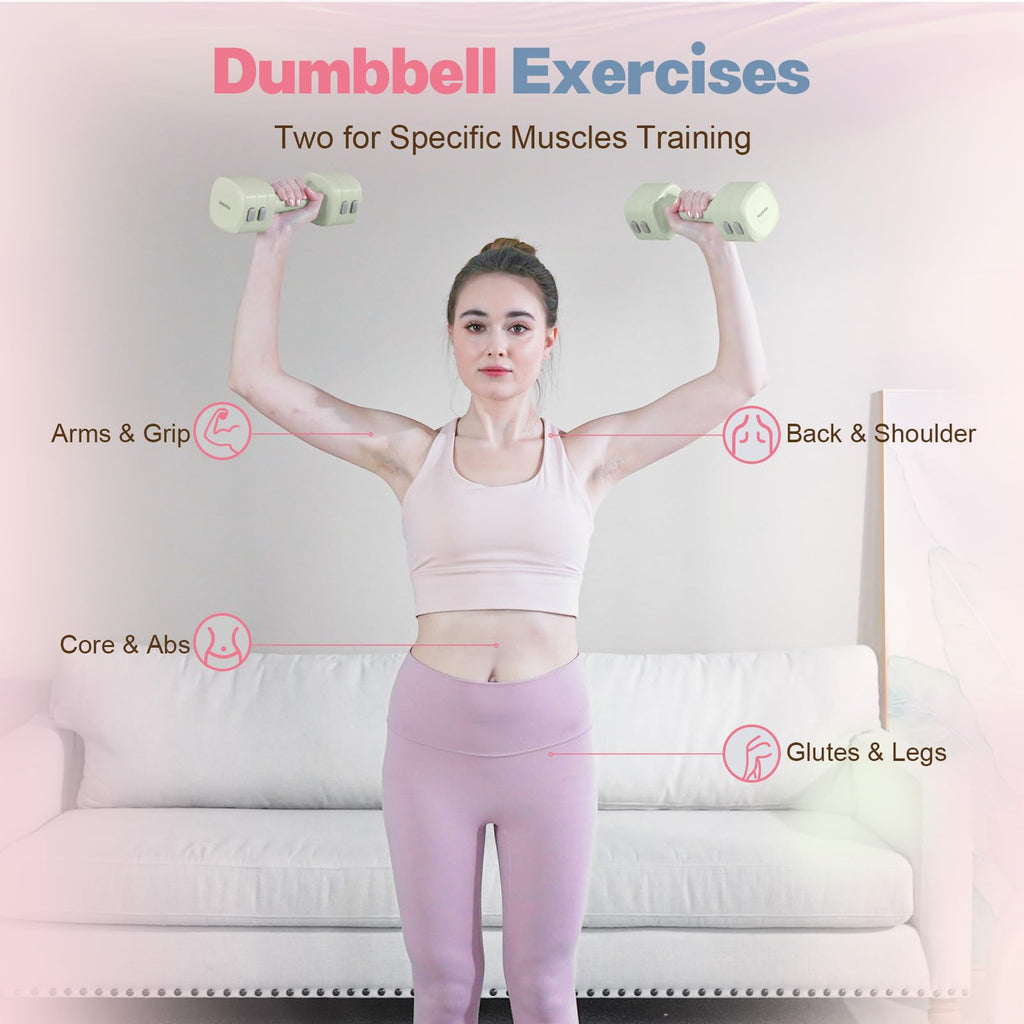 Adjustable Dumbbell Set, 2-in-1 Dumbbells & Kettlebell T193924