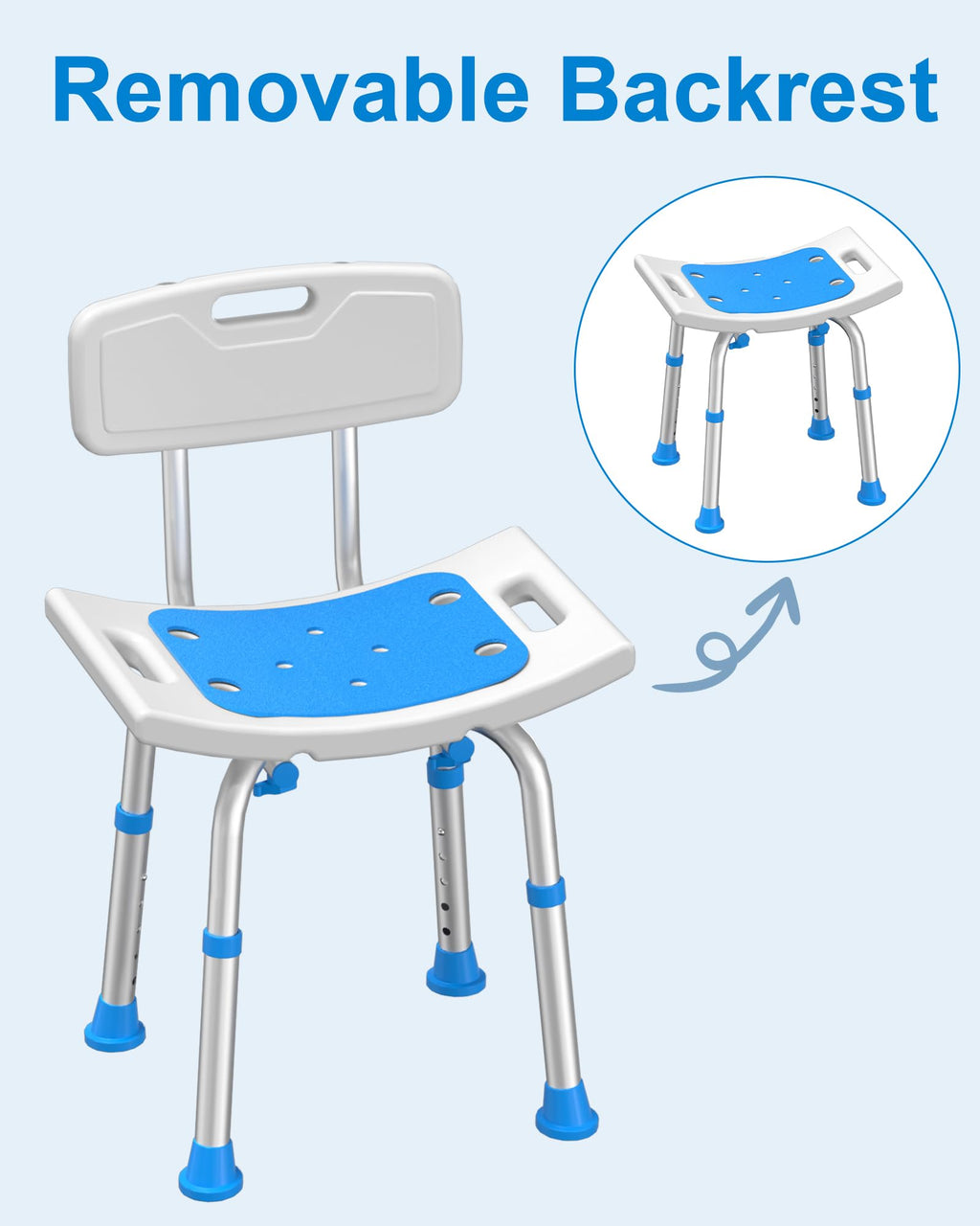 Heavy Duty Height Adjustable Shower Chair with Arms and Back B892