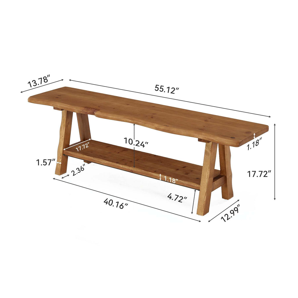 Brown Solid Wood Entryway Bench I4200