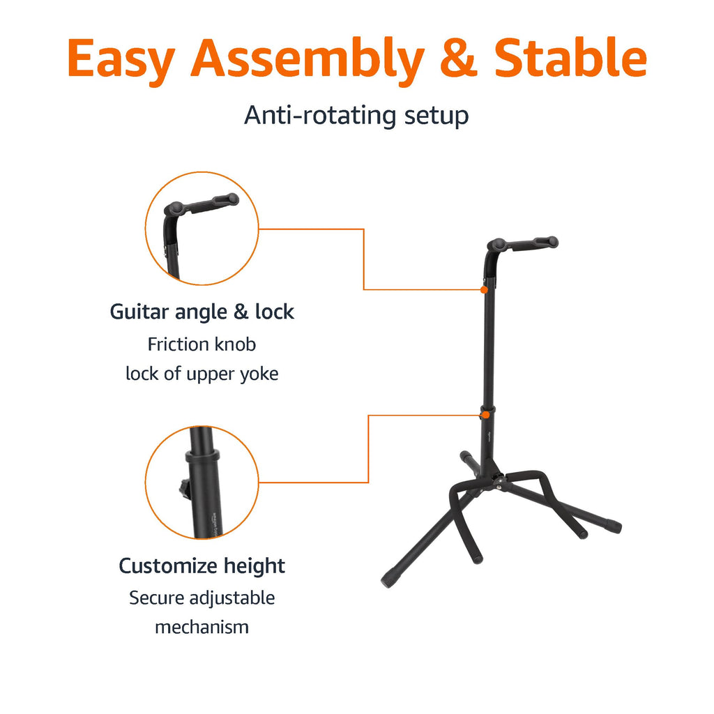 Black Height Adjustable Foldable Guitar Stand A3896