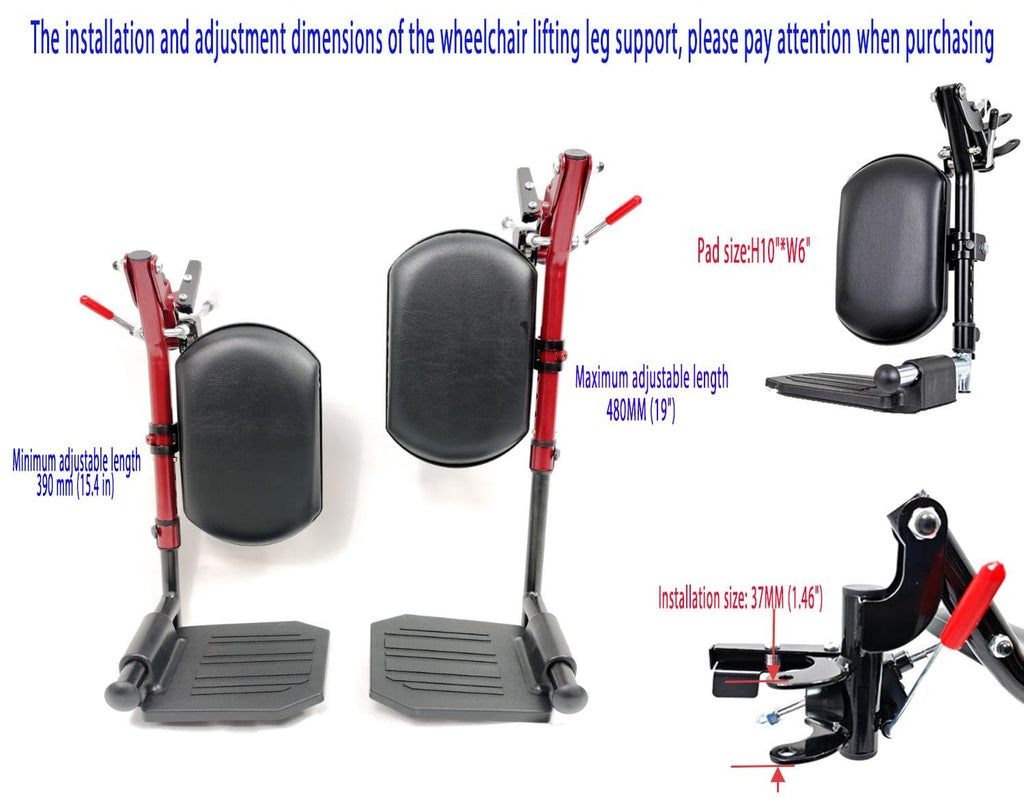 Red Wheelchair Elevating Leg Rests with Calf Pad I7671