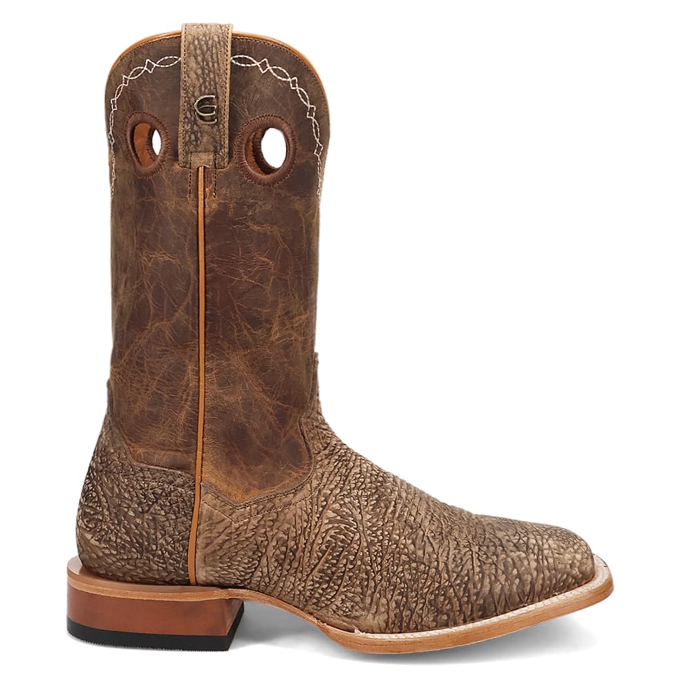 Brown Embroidered Bison Square Toe Pull On Dress Boots O306