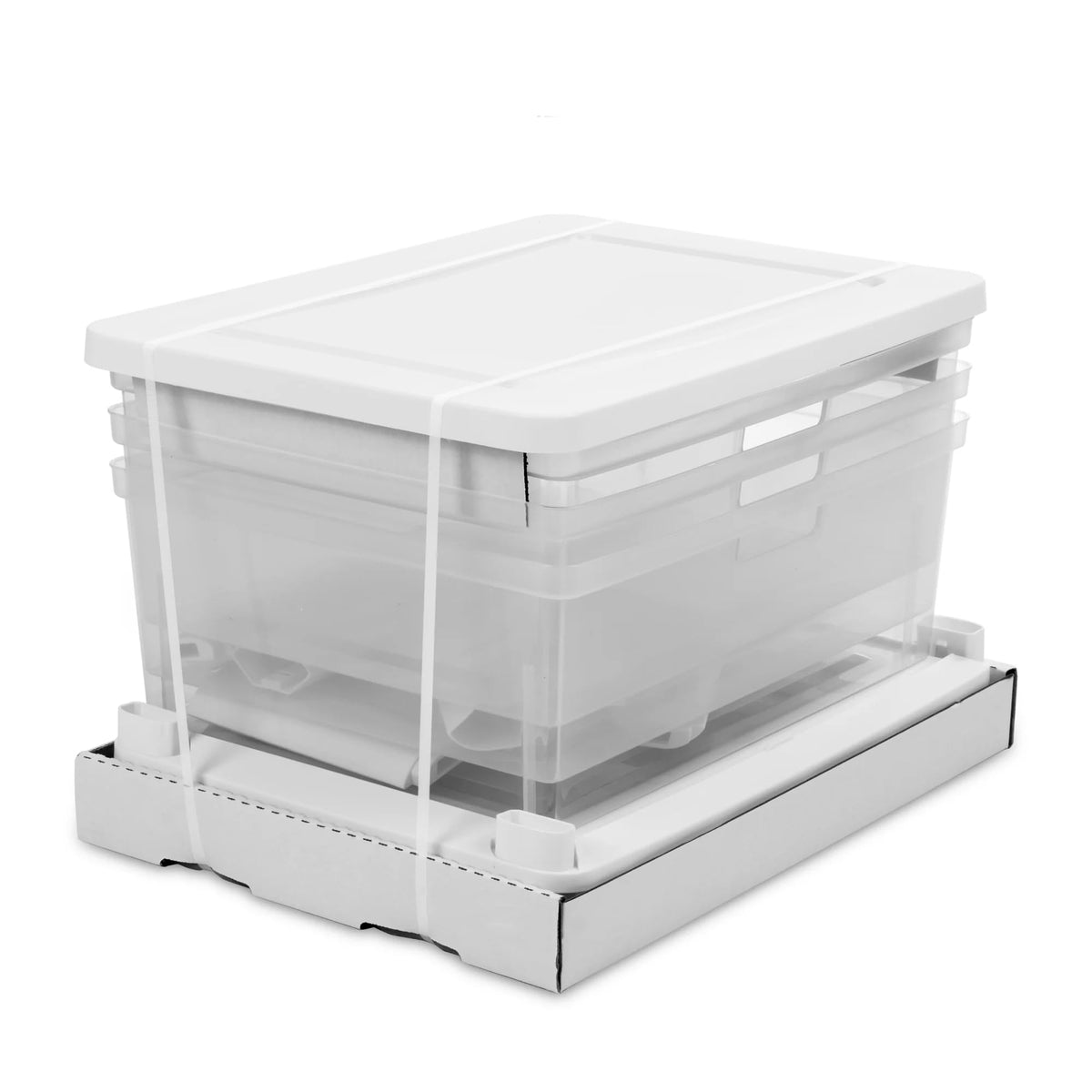 White 3-Drawer Plastic Storage Tower with Clear Bins B531846