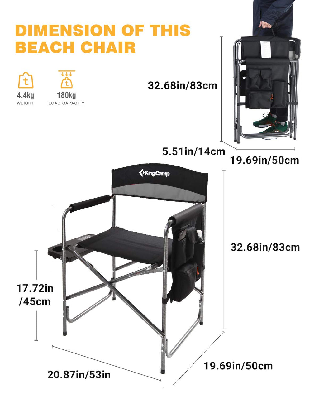 Heavy Duty Padded Folding Camping Chair with Side Table G86571