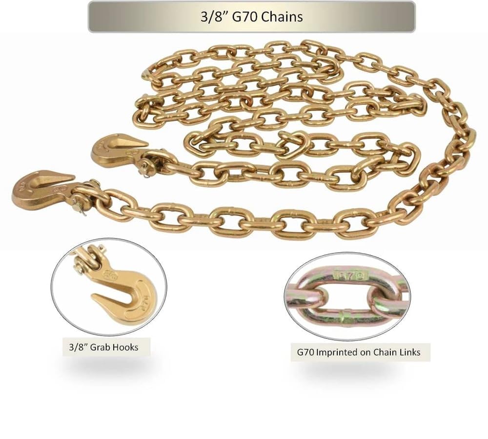3/8 Inch x 20 FT Grade 70 Binder Chain 2 Pack U52246