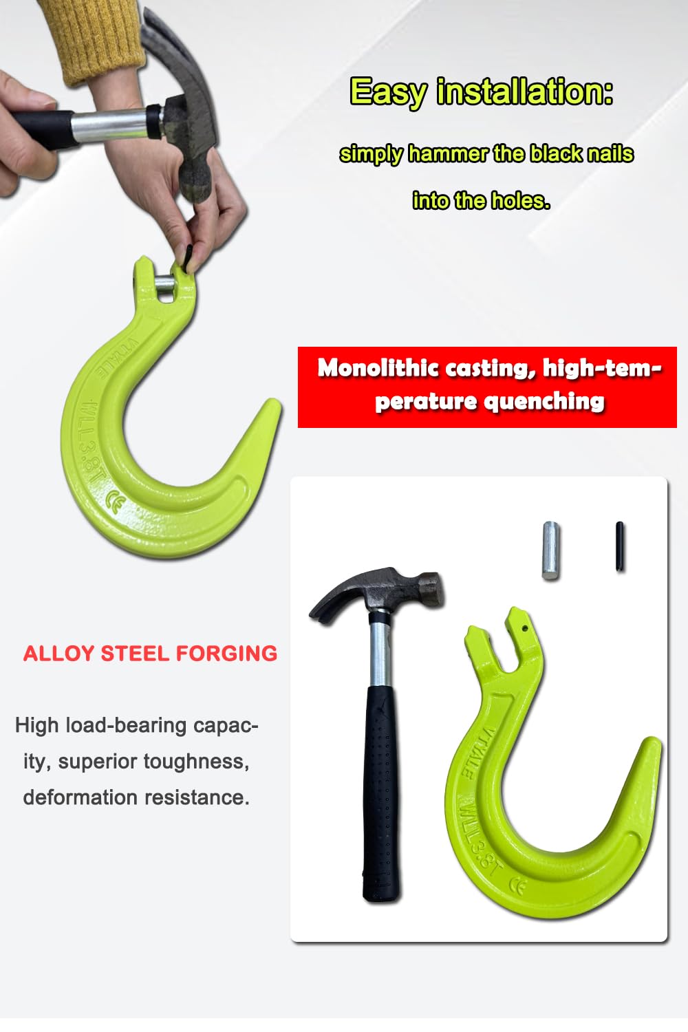 3/8" G80 Clevis Foundry Hook 4 Pack A908